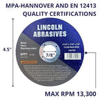 400 Pc 4.5" x 1/16" x 7/8" Cut-Off Wheels Lincoln Abrasives Metal & Stainless Steel