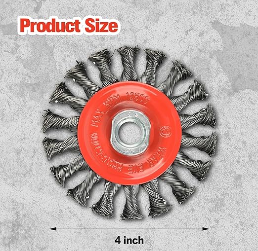 A A IN 2Pack Wire Wheel for Angle Grinder, 4 Inch Twisted Knotted Grinder Wire Wheel Brush with 5/8"-11 Threaded Arbor for Angle Grinder,Carbon Steel Wire Cup Brush for Rust,Corrosion,Paint Removal
