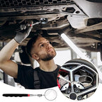 6Pcs Telescoping Mirror, Stainless Steel Extendable Inspection Mirror Telescoping, Telescoping Inspection Mirrors with Long Handle Tool for Technicians, Mechanics, Contractors (Black, Round)