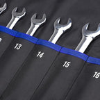 YOOFAN Wrench Roll Up Pouch – Wrench Organizer with 12+1 Pockets, Wrench Bag with Handle, Wrench Holder for Hanging, Blue – Metric
