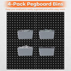 88 PCS Pegboard Panels Metal Black with Accessories Kit, Heavy Duty Steel Peg Boards Wall Tool Organizer with Screw, Bins, Hooks, Peg Locks for Garage, Tool Storage, Office, Craft Room, Kitchen