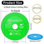 Lamoutor 3Pcs 4.5 Inch Glass Cutting Disc for Angle Grinder, Diamond Saw Blade, Tile Cutter Blade for Cutting Marble Glass Tile Jade Crystal（Green/Blue/Yellow）