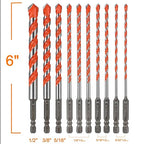 Concrete Carbide Drill Bits Hex Shank Masonry Cement Tile Drill Bit Set for Glass/Brick/Plastic/Cement/Tile 1/2" (5PCS)