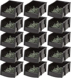IRIS USA Stackable Bins, 5.5 x 4.5 x 3 inch, Plastic Hanging Open Front Shelf Bin Storage Organizer for Hardware, Craft Supplies, Small Parts, Nuts and Bolts, Garage Organization, 15 Pack- XS, Black