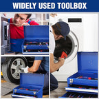 WORKPRO Tool Box with Drawers, 18 Inch with 2 Drawers and 1 Top Storage, Portable Toolbox with Metal Latch and Liner for Garage, Office and Home Storage, 100 LBS Load Capacity (Totally)