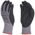 Amazon Basics Micro-Foam Nitrile Coated Work Gloves, Nylon Liner Fiber, Touch Screen, Grey, Size 9/L, 12 Pairs
