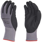 Amazon Basics Micro-Foam Nitrile Coated Work Gloves, Nylon Liner Fiber, Touch Screen, Grey, Size 9/L, 12 Pairs