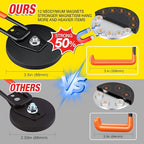 2Pcs Large Strong Magnetic Hooks for Hanging Heavy Duty, 3.5in Neodymium Magnet Storage Utility Hooks, Steel Long Magnetic Holder/Hanger Hook Organizer for Hanging Garage/Garden/Power Tools