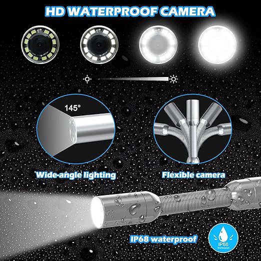 Sanyipace Sewer Camera with Locator 165 FT/50 M, Drain Pipe Inspection Camera with Detector, Waterproof Cámara Probe w/h 512Hz Transmitter, Distance Counter, 9" Color Screen, 16GB TF Card, 5mm Cable