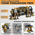 Upgrade Large Power Tool Organizer Wall Mount with Charging Station Tool Storage Rack with 6.5FT Power Strip 10 Drill Holder and Storage Rack for Garage Organization