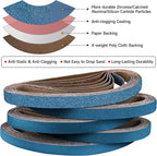 10-Piece 1 x 30 Inch 40-400 Grit Zirconia Sanding Belts, Heavy Duty Long-lasting Sanding Bands for Belt Sander, Rust Paint Removal, Wood Metal Grinding and Finishing