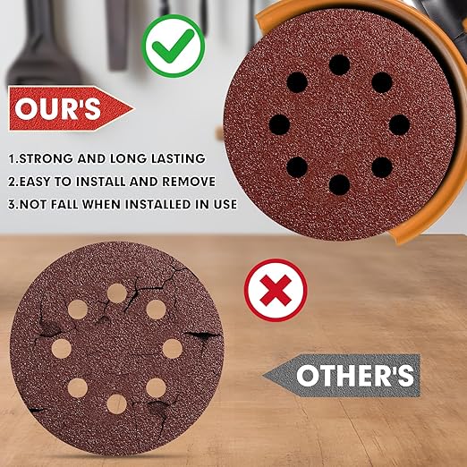 JTIEO 5 Inch Sanding Discs – 100 PCS 400 Grit Sandpaper Assortment, Hook & Loop Orbital Sander Pads, Round Sanding Pads for Random Orbital Sanders