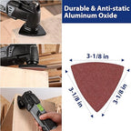 WORKPRO 150PCS Triangle Sanding Pads, 3-1/8 Inch Hook and Loop Fit for Oscillating Multi Tool, 40/60/80/120/180/240 Grit for Sanding, Grinding