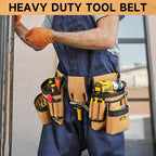 Tool Belt,Magnetic Tool Pouch,27-Pockets Heavy Duty Padded Tool Belts for Men,Detachable & Adjustable Tool Pouch Bag for Electrician,Carpenter,Construction,Work Apron,Utility Belt,Black,Brown