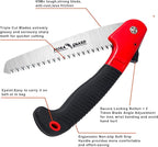 FLORA GUARD 7.7-Inch Folding Hand Saw, Pruning Saw with Trible-Cut Razor Teeth for Wood Cutting, Tree Trimming, Professional Camping Gardening Tools