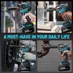 650N.m/480Ft-lbs Brushless Impact Wrench,1/2" Cordless Impact Gun w/ 2x4.0Ah Battery & 6 Sockets, 3300RPM Power Electric Impact Driver for Car/DIY Furniture/Lawn Mower, Blue Toolbox