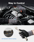 DULFINE Safety Work Gloves MicroFoam Nitrile Coated-24 Pairs Pack,Seamless Knit Nylon Glove with Black Micro-Foam Nitrile Grip,Ideal for General Purpose,Automotive,Home Improvement,Painting(Small)