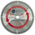 Benchmark Abrasives TCT 7-1/4 Inch Circular Saw Blade, Tungsten Carbide Tipped Non Ferrous Metal Cutting Saw Blades for Cutting Plastic, Fiberglass, PVC, Aluminum Cutting Blade - ‎(7-1/4" - 80 Teeth)