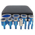 Tile Hole Saw Kit Diamond- BRSCHNITT 11pcs Diamond Core Drill Bit for Porcelain Tile Ceramic Marble Granite Drilling Triangle Shank