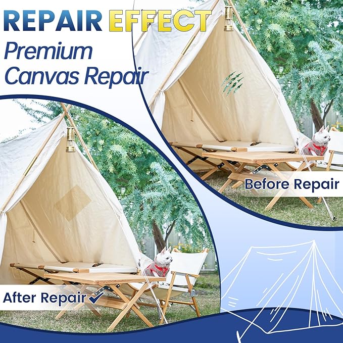Self-Adhesive Canvas Repair Tape, 4" x 79" Waterproof Canvas Repair Patch, Fabric Patch Repairs Kit for Furniture, Tents, Sunbrellas, Boat Covers Awnings, Couches, Clothes, Bags Burgundy