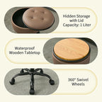 Rolling Salon Stool, Adjustable Tattoo Stool 20.67’’-24.61’’, Coffee Brown Esthetician Swivel Chair