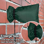 Enlarge Outdoor Faucet Cover for Winter Freeze Protection, 3M Thinsulate, 10"H x 6.3"W Hose Bib Covers for Wall Taps Outside, Waterproof & Frost Free Insulated Spigot Cover, 2 Pcs Faucet Socks - Green