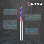 1/4 Inch Shank Up/Down Cut Spiral Router Bit | 1/8 Inch Cutting Dia x 3/4 Inch Length | Long-Life Coating - CNC Router Bits for Precision Engraving & Mortising