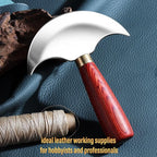 Leather Knife with Wooden Handle, Leather Working Tools for Cutting Skiving and Trimming