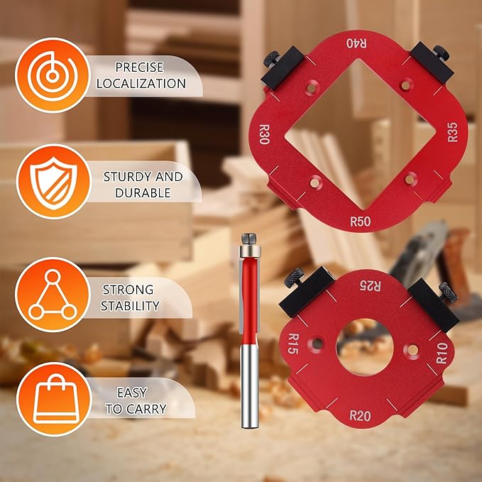 Router Templates and Jigs for Woodworking,Guides and Edge Guide for Precision Routing,Router Tool,Corner Radius Templates for Routers R10/R15/R20/R25/R30/R35/R40/R50