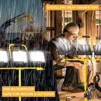 LED Worklights 60000Lumen, 3 Head 600W Work Light, Portable, with Stand, with 13.5FT Cord, IP66 Waterproof, Tripod, for Outdoor Indoor, Construction Site