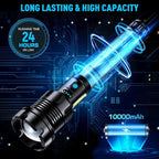 9000 High Lumens Flashlight Rechargeable with COB Work Light Super Bright LED Flashlights Heavy Duty&14 Modes &Waterproof Tactical Powerful Flashlight for Emergencies,Camping,Hiking,Outdoor,Indoor