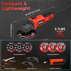 SHALL 4-1/2 Inch 11000 RPM Angle Grinder 4Amp with 2 Guards, 3 Cutting Discs, 3 Grinding Wheel, Non-Slip Handle, Wrench and Carbon Brush for Metal and Wood