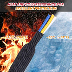 Black 2:1 Ratio Automotive Heat Shrink Braided Sleeving,Wear-Resistant Flat Woven Shrinkable Sleeve Fabric Car Cable Wires Hoses Protection (2''-35ft)