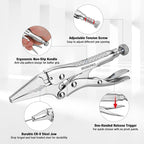 WORKPRO 4-1/2 inch Mini Long Nose Locking Pliers, Chromium-Vanadium Steel Locking Pliers, Locking Adjustable Vise Grips for Clamping Twisting Welding