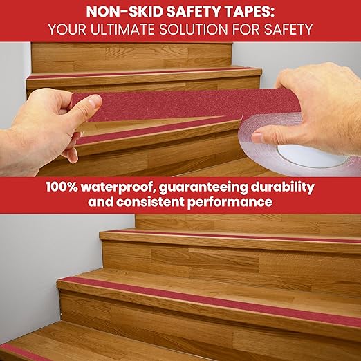 GGR Supplies T.R.U. NST-20 Non-Skid Tape 60 ft. Length Safety Way 60 Grit Anti Slip Traction Tape 32 Mil No Slip (12 in. x 60 ft. (300mm Wide), Fluorescent Red)