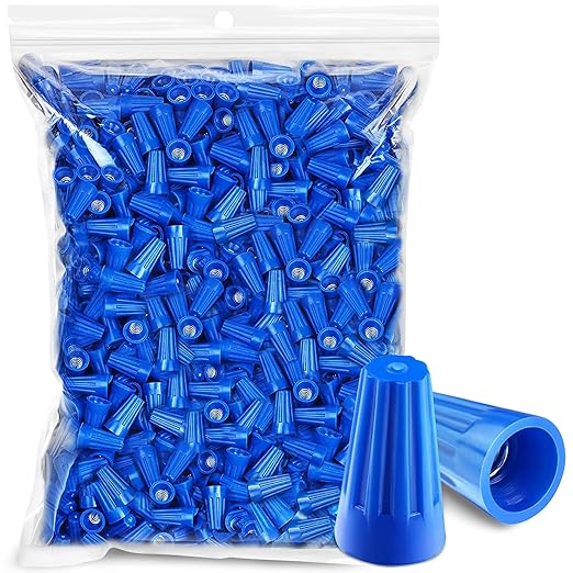 1000PCS Wire Connectors Nuts 22-14 AWG Electric Wire Caps Insulating Insert Twist Electrical Wire Connectors Blue Wire Assortment Nuts for Quick Connection