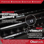 Olsa Tools Magnetic Socket Organizer | 3 Piece Socket Holder Kit | 1/2-Inch, 3/8-Inch, & 1/4-Inch Drive | Metric Black | Holds 75 Sockets | Professional-Grade