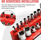 6-Piece Magnetic Socket Organizer Set, Magnetic Socket Holder Includes 1/4", 3/8", 1/2" Drive Metric SAE Socket Trays, Holds 143 Pieces Standard and Deep Sockets(Socket not Included)