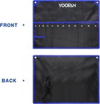 YOOFAN Wrench Roll Up Pouch – Wrench Organizer with 12+1 Pockets, Wrench Bag with Handle, Wrench Holder for Hanging, Blue – Metric