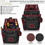 Nylon and Leather Tool Belt | Framing Tool Bags | Leather Tool Belts | Nylon Tool Pouch | Carpenter Tool Belt | Construction | Framers | Electrician (Black)