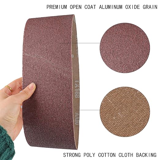 3X21 Sanding Belts 15PCS Belt Sander Paper Aluminum Oxide (3 Each of 80/120/150/240/400 Grits) Ideal for Wood Metal Paint Sanding