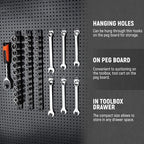 ALOANES Magnetic Socket Organizer, 1/4-Inch Drive Aluminum Socket Holder Socket Tray, Heavy Duty Socket Rail Organizer for Tool Box Drawer, 360°Swivel Clips Socket Rack 1/4-Inch x 14 Clips (Black)