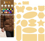 Azobur Down Jacket Repair Patches-Waterproof, Self-Adhesive,Nylon Fabric Patches for Puffy Jackets, Rain and Snow Gear, Tents, Sleeping Bag and More(Khaki，2pcs)