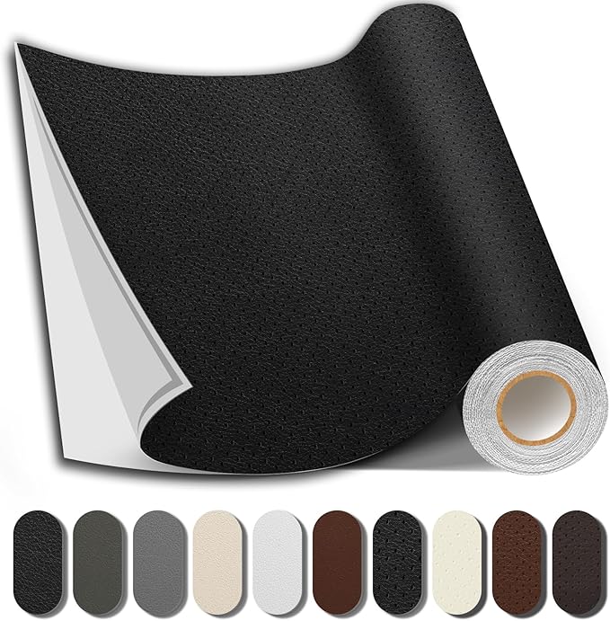 Leather Repair Patch, Strong Sticky Repair Patch Self Adhesive Waterproof, DIY Large Leather Patches for Couches, Furniture, Sofa, Car, Chair (Black, 3.5X79 inch)