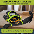 Tool Belt,Magnetic Tool Pouch,27-Pockets Heavy Duty Padded Tool Belts for Men,Detachable & Adjustable Tool Pouch Bag for Electrician,Carpenter,Construction,Work Apron,Utility Belt,Black,Green