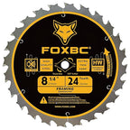 FOXBC 8-1/4 Inch Table Saw Blade 24 Tooth, 60 Tooth Wood Cutting with 5/8" Arbor, Diamond Knockout