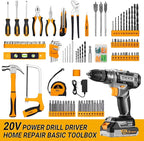 Cordless Drill Tool Kit Set: 20V Power Drill Tool Box with Battery Electric Drill Driver for Men Home Hand Repair Basic Toolbox Tools Sets Drills Case