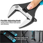 DURATECH 10-Inch Adjustable Wrench, Wide Jaw Opening Plumbing Wrench, CR-V Steel, SAE and Metric Scale Marked, Ergonomic Grip