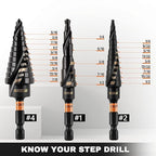 KSEIBI Unibit 3-Piece High-Speed Steel Step Drill Bit Set - for Stainless Steel, Aluminium, Wood