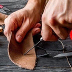 HARFINGTON Handwork Sewing Awl Single Gourd Awl Leather Punch Hole Tool with Wooden Handle Scratch for Broken Wire Make Mark Drilling Stitching Repair and DIY Handmade, Log Color